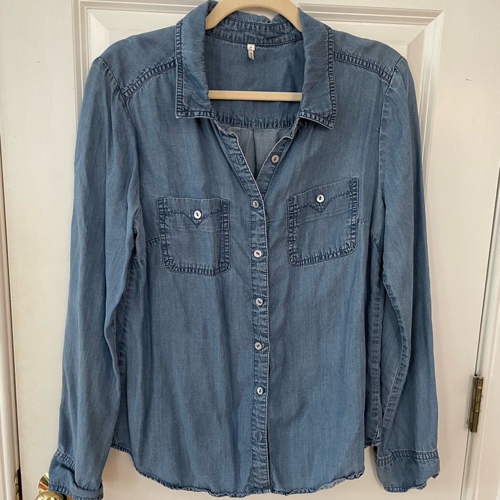 Chambrai long sleeve button down denim shirt